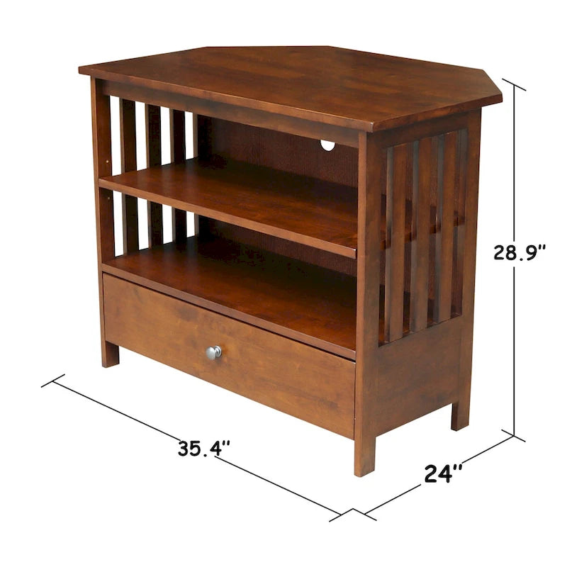 Meuble TV d'angle en bois massif de style Mission