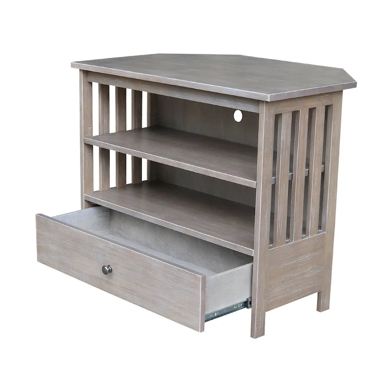 Meuble TV d'angle en bois massif de style Mission