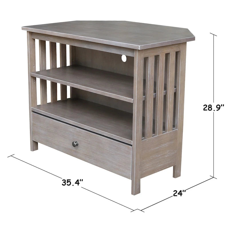Meuble TV d'angle en bois massif de style Mission
