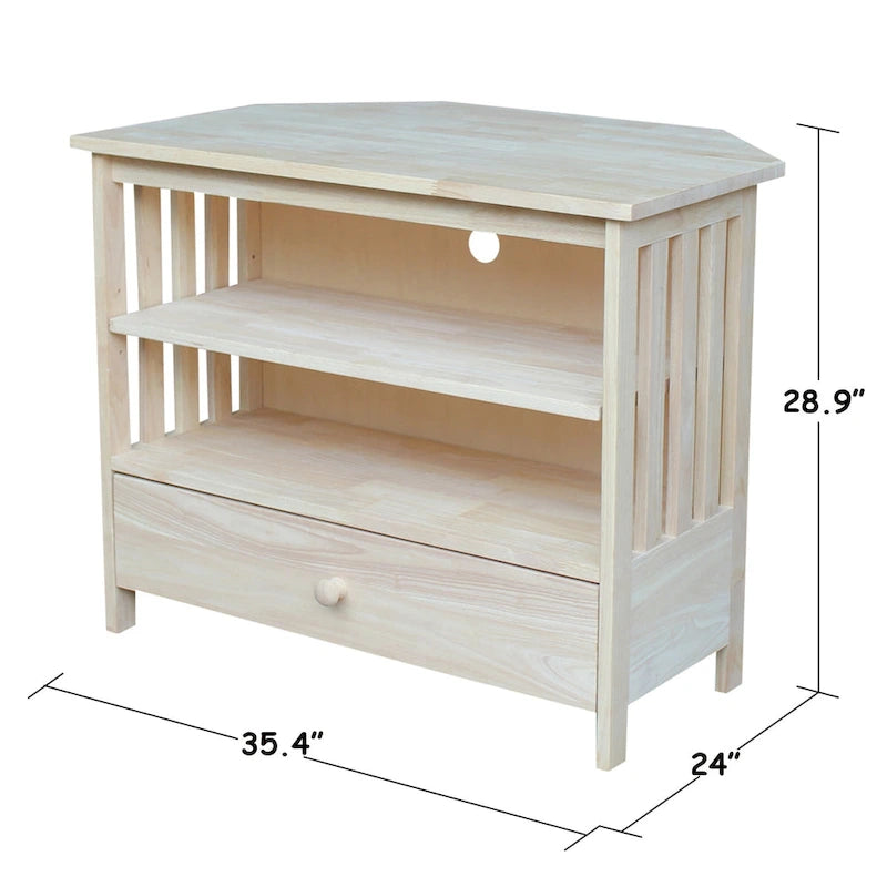 Meuble TV d'angle en bois massif de style Mission