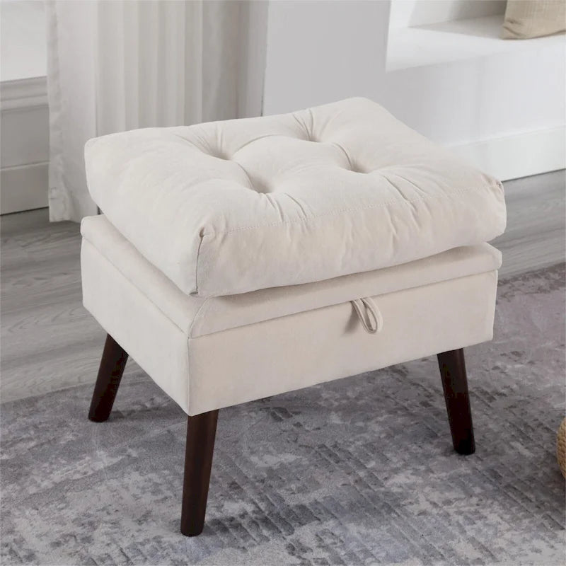 Chaise longue rembourrée avec dossier réglable et pouf de rangement