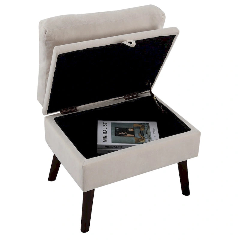 Chaise longue rembourrée avec dossier réglable et pouf de rangement