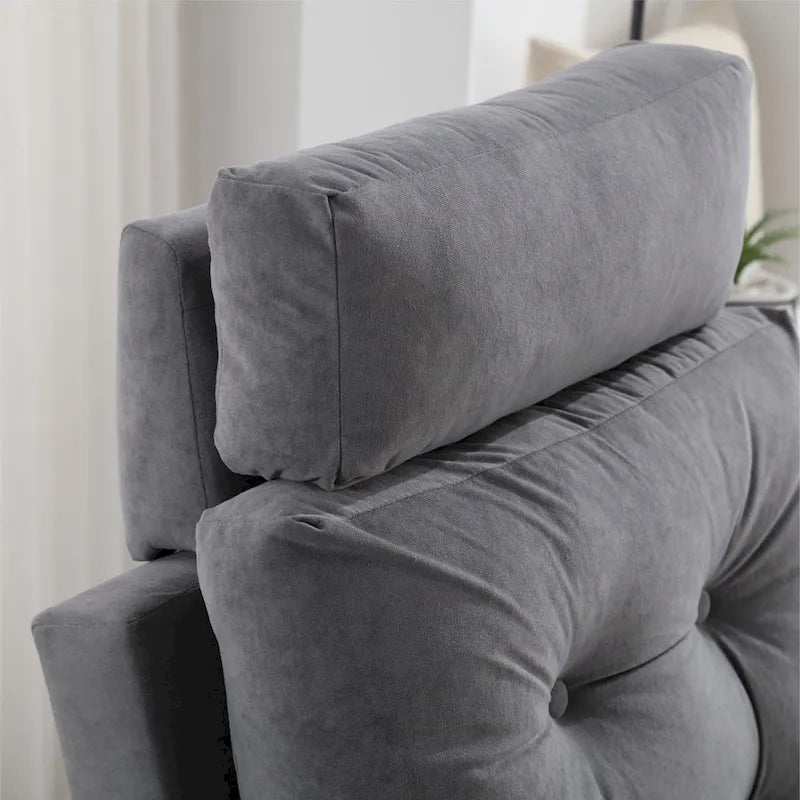 Chaise longue rembourrée avec dossier réglable et pouf de rangement