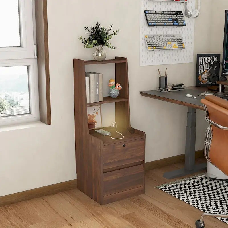 Table de chevet intelligente moderne avec station de charge et veilleuse