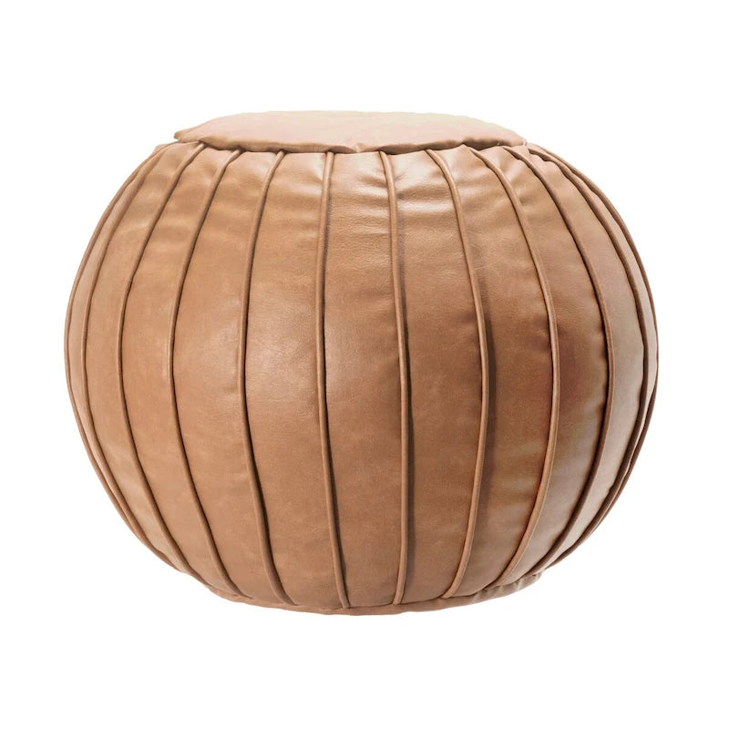 Pouf rond garni en similicuir