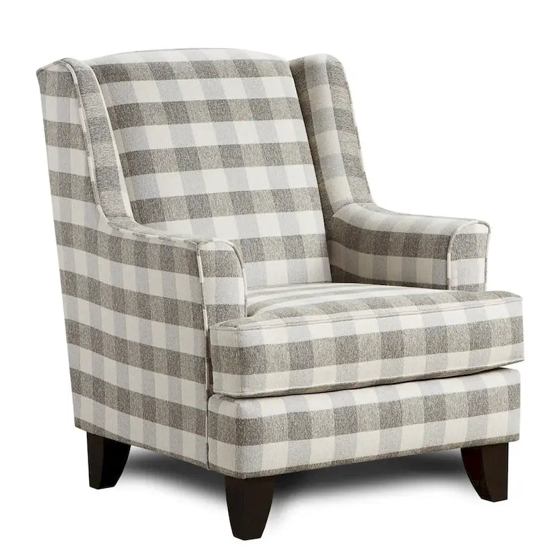 Fauteuil d'appoint à carreaux de buffle blanc cassé