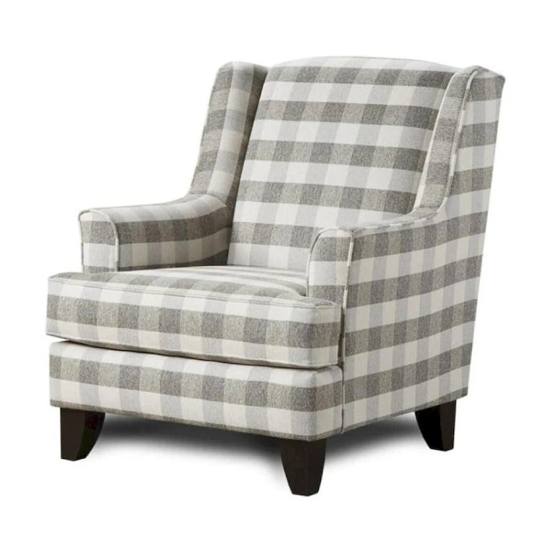 Fauteuil d'appoint à carreaux de buffle blanc cassé