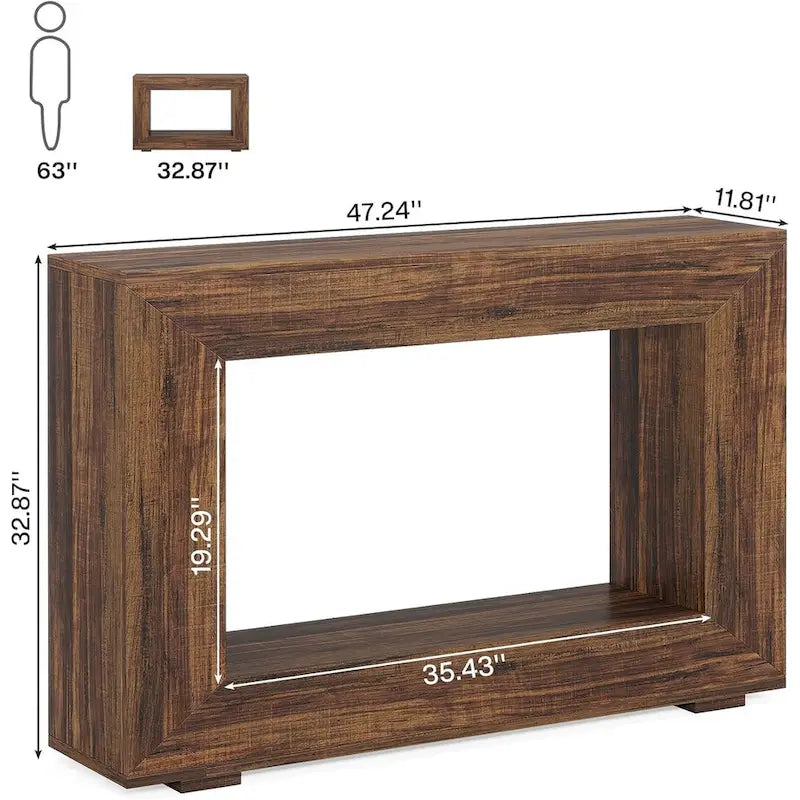 Table console rustique pour entrée, couloir, salon - 47.24 L x 32.8 H x 11.81 P