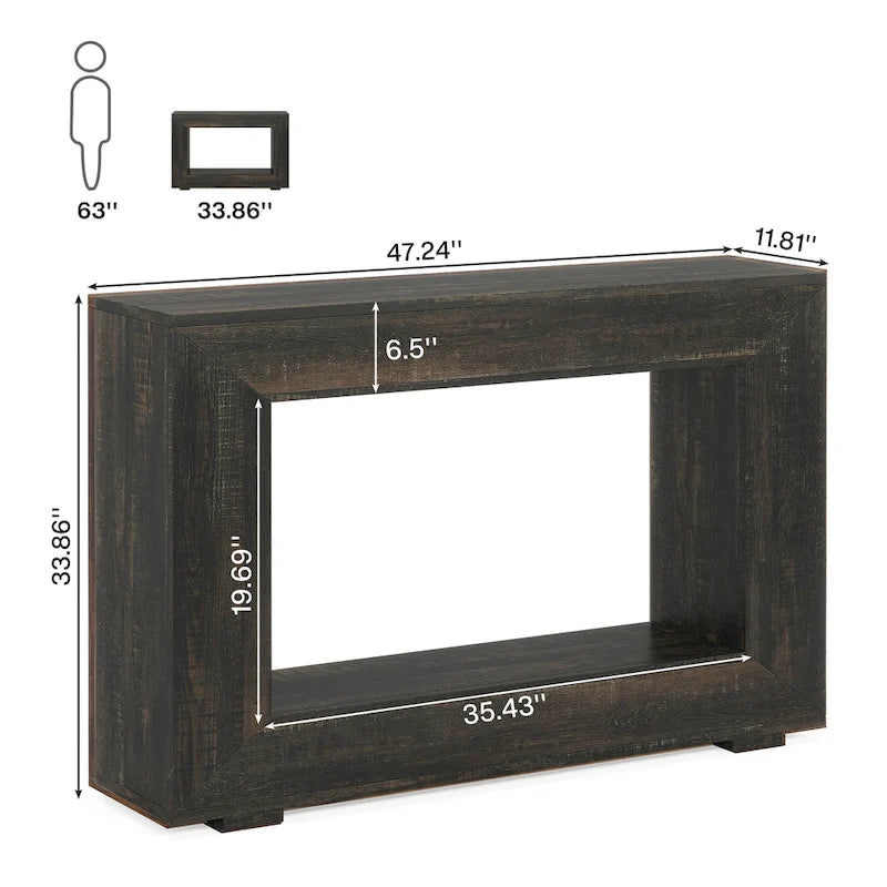 Table console rustique pour entrée, couloir, salon - 47.24 L x 32.8 H x 11.81 P