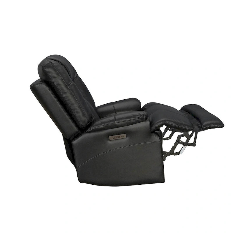 Fauteuil inclinable électrique zéro gravité en cuir pleine fleur noir avec appuie-tête réglable et repose-pieds extensible