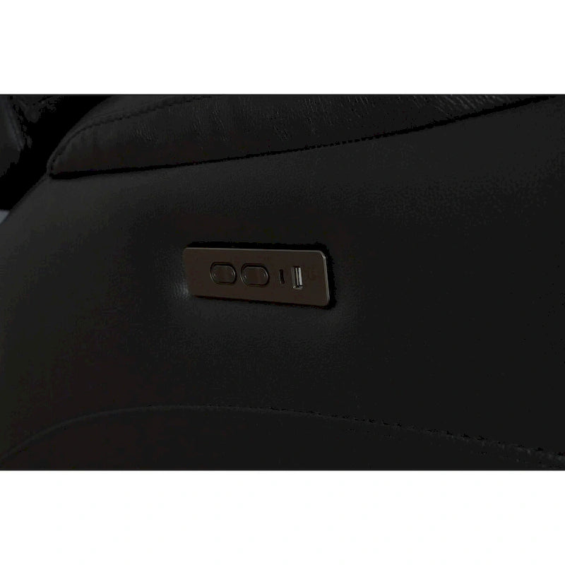 Fauteuil inclinable électrique zéro gravité en cuir pleine fleur noir avec appuie-tête réglable et repose-pieds extensible