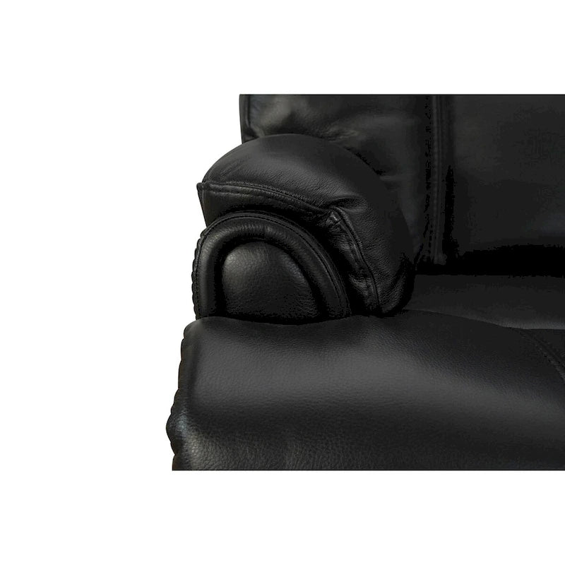 Fauteuil inclinable électrique zéro gravité en cuir pleine fleur noir avec appuie-tête réglable et repose-pieds extensible