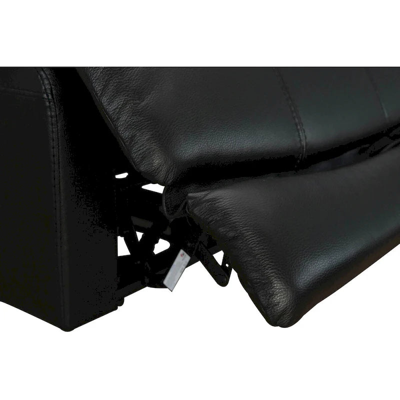 Fauteuil inclinable électrique zéro gravité en cuir pleine fleur noir avec appuie-tête réglable et repose-pieds extensible