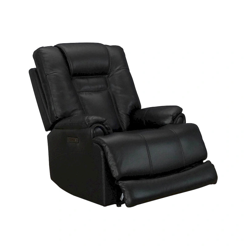 Fauteuil inclinable électrique zéro gravité en cuir pleine fleur noir avec appuie-tête réglable et repose-pieds extensible