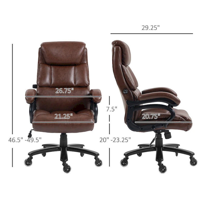 Chaise de bureau exécutive grande taille 400lbs, en cuir PU, avec hauteur réglable