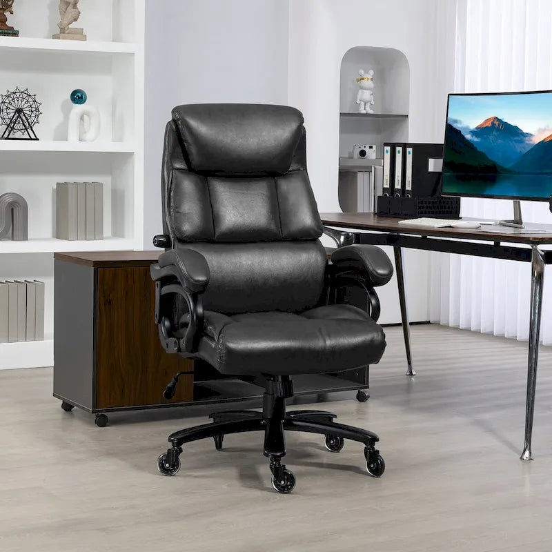 Chaise de bureau exécutive grande taille 400lbs, en cuir PU, avec hauteur réglable