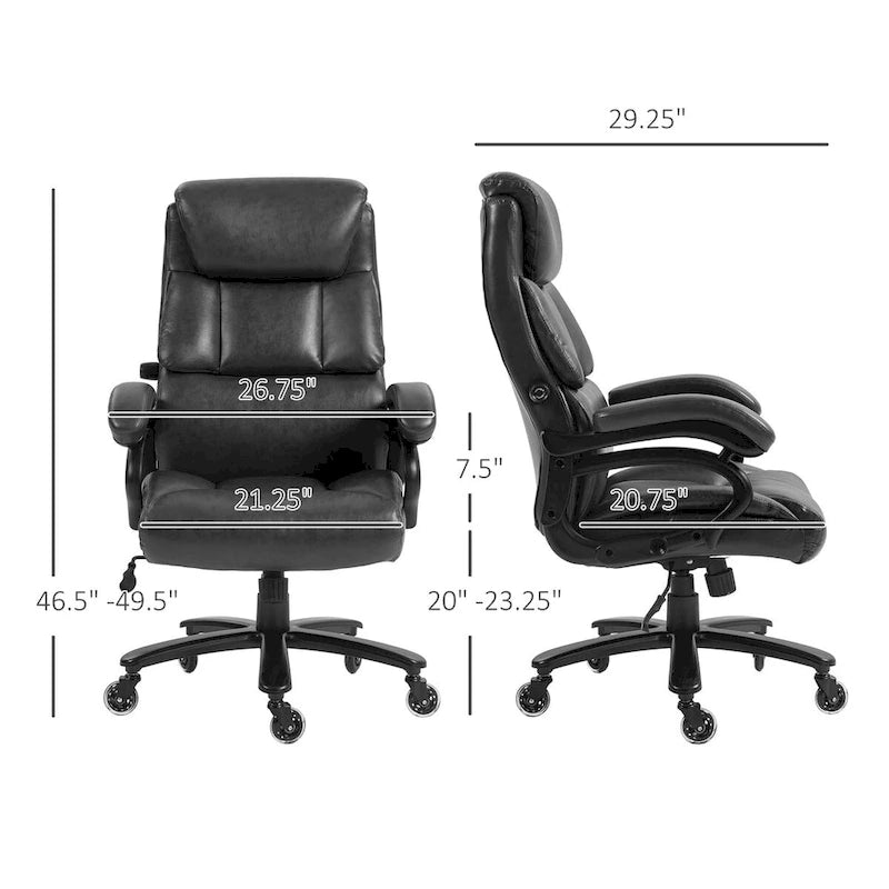 Chaise de bureau exécutive grande taille 400lbs, en cuir PU, avec hauteur réglable
