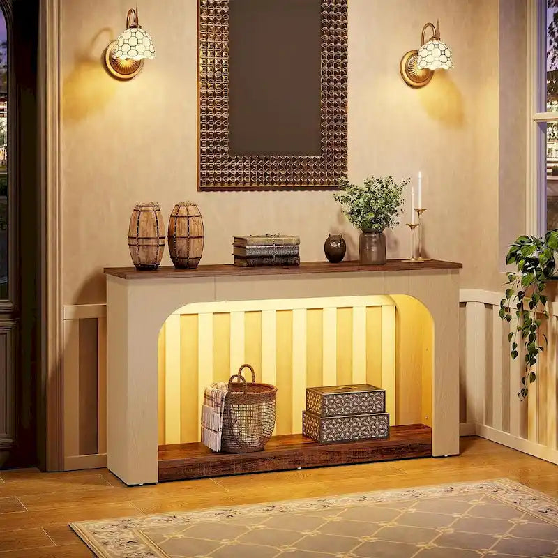 Table console/canapé de 55 pouces en bois avec lumières LED pour entrée