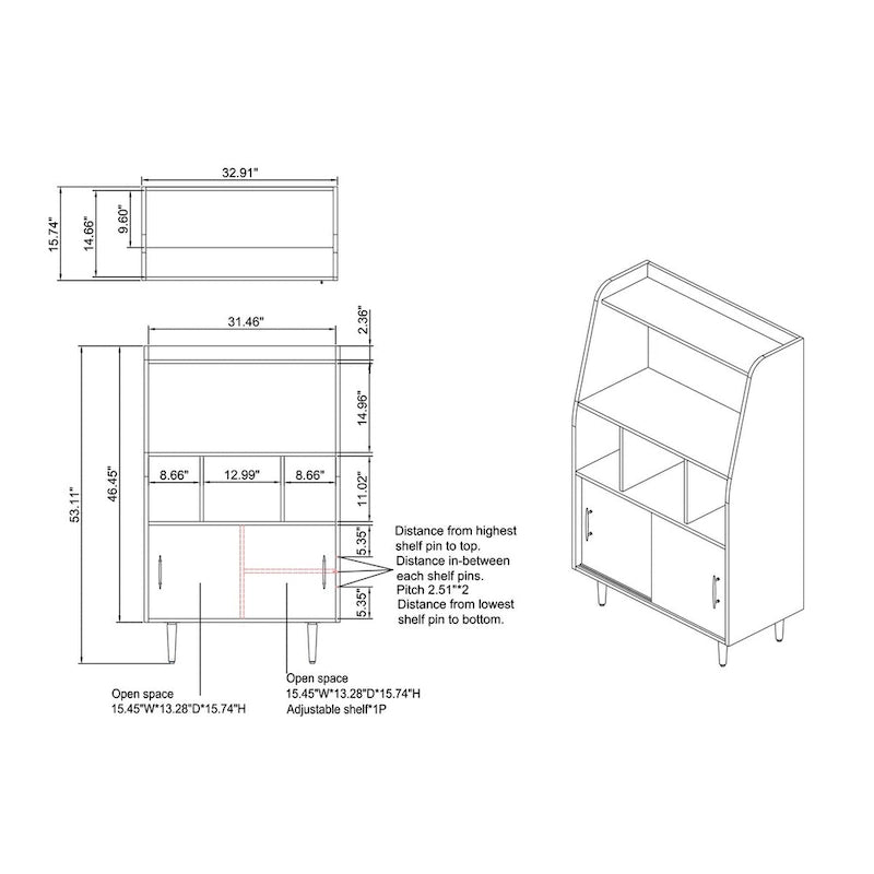 Furniture of America Buffet contemporain marron multi-rangements