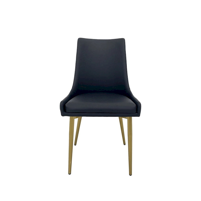 Chaise de salle à manger avec assise en PU et pieds dorés mats, lot de 2