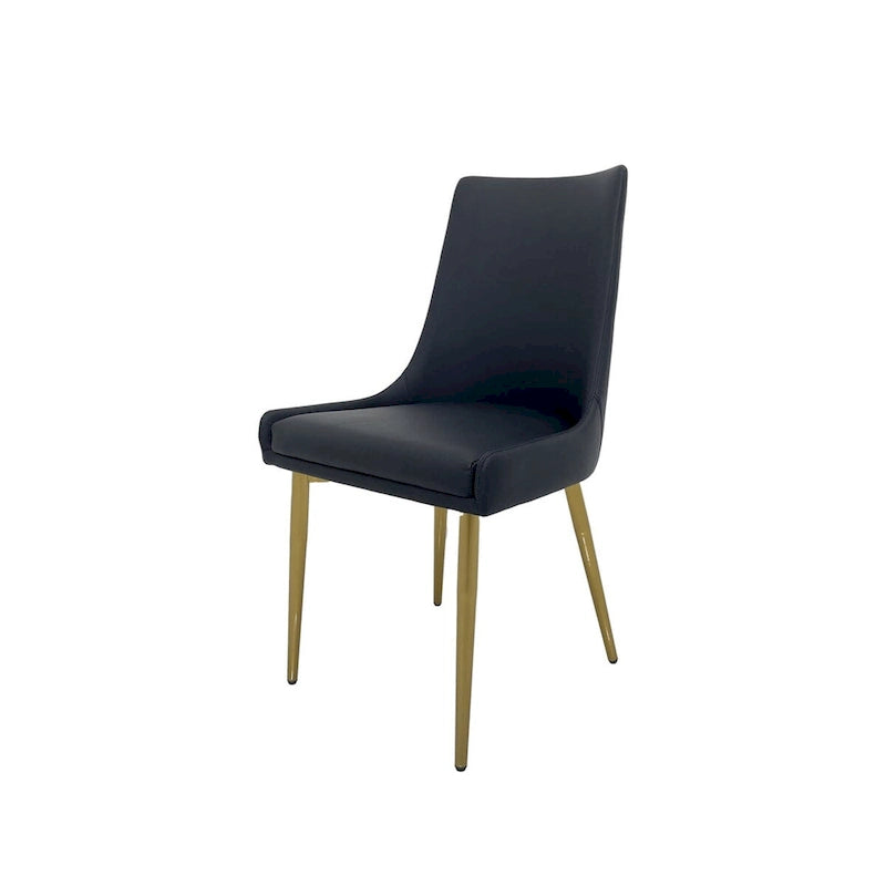 Chaise de salle à manger avec assise en PU et pieds dorés mats, lot de 2