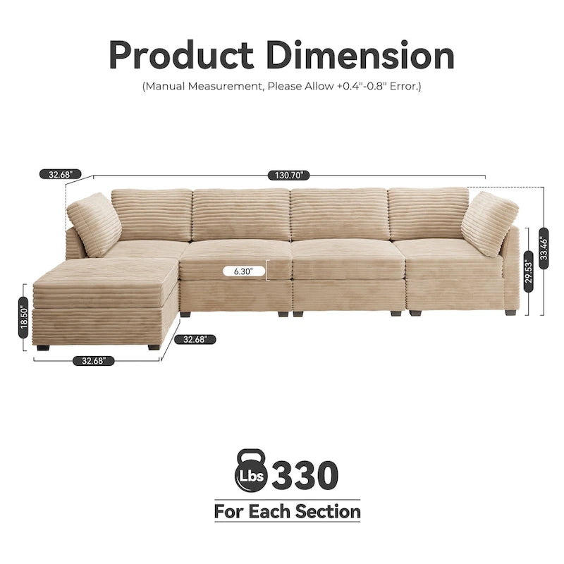 Long canapé d'intérieur en peluche avec assise profonde et pouf