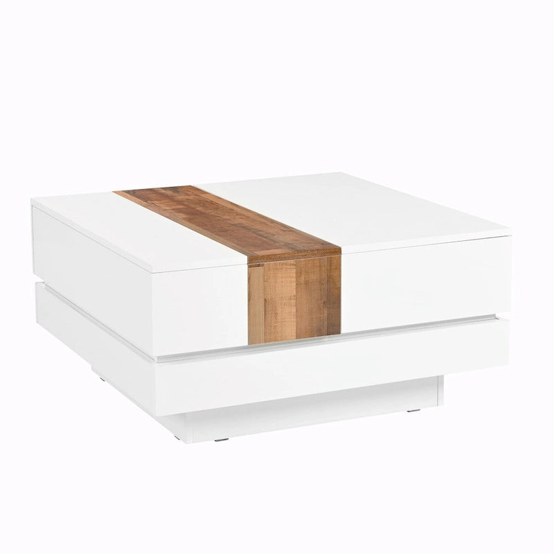 Table basse carrée de 31,4 po avec plateau coulissant et rangement dissimulé