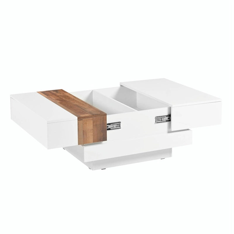 Table basse carrée de 31,4 po avec plateau coulissant et rangement dissimulé