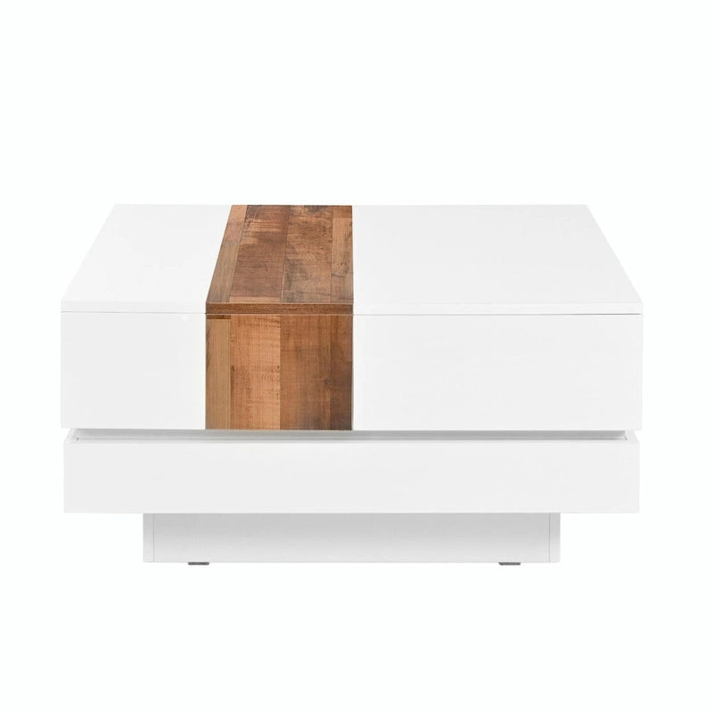 Table basse carrée de 31,4 po avec plateau coulissant et rangement dissimulé