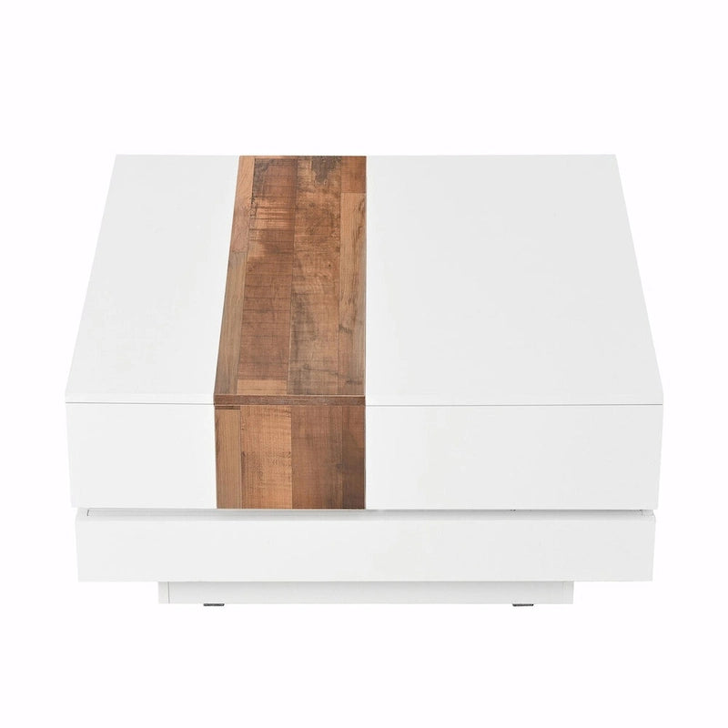 Table basse carrée de 31,4 po avec plateau coulissant et rangement dissimulé