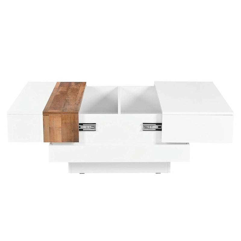 Table basse carrée de 31,4 po avec plateau coulissant et rangement dissimulé