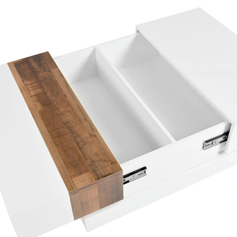 Table basse carrée de 31,4 po avec plateau coulissant et rangement dissimulé