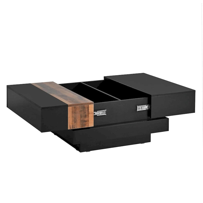 Table basse carrée de 31,4 po avec plateau coulissant et rangement dissimulé