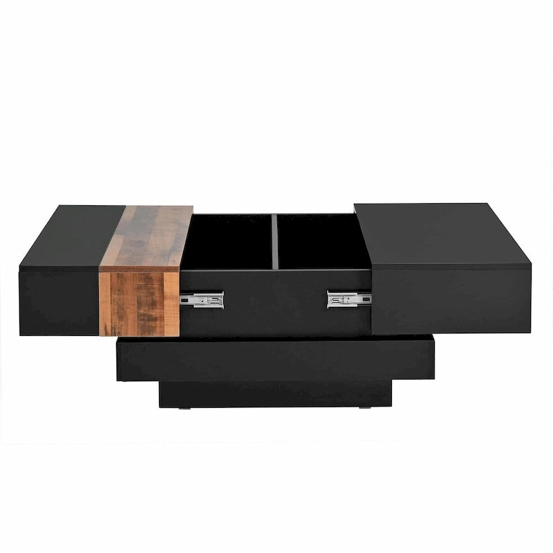 Table basse carrée de 31,4 po avec plateau coulissant et rangement dissimulé