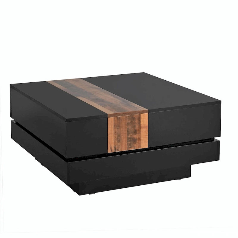 Table basse carrée de 31,4 po avec plateau coulissant et rangement dissimulé