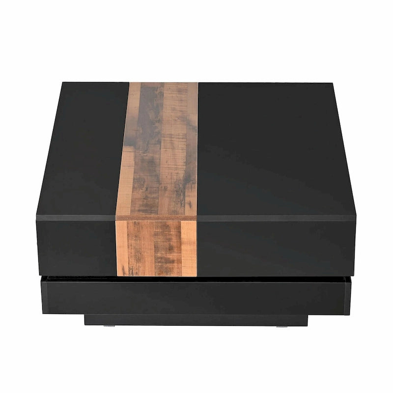 Table basse carrée de 31,4 po avec plateau coulissant et rangement dissimulé