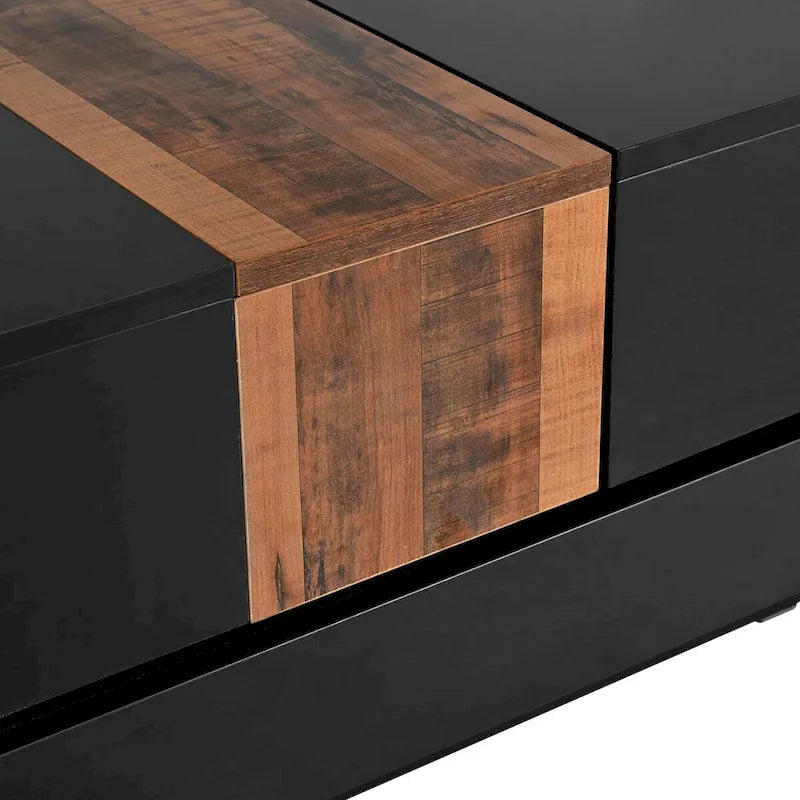 Table basse carrée de 31,4 po avec plateau coulissant et rangement dissimulé