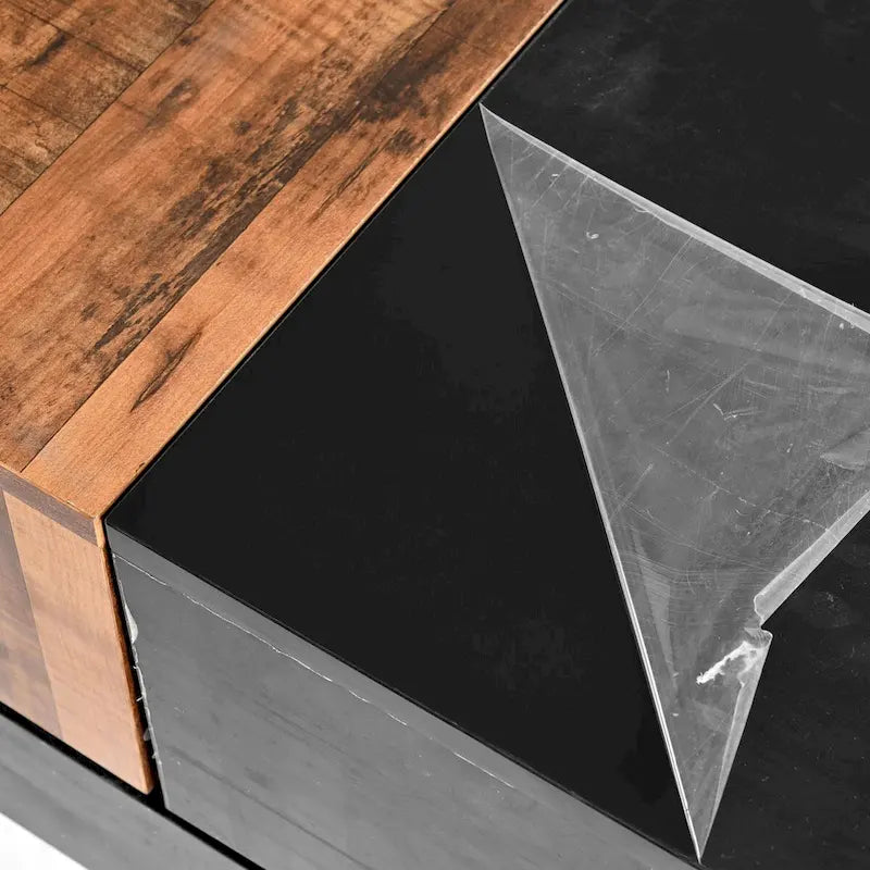 Table basse carrée de 31,4 po avec plateau coulissant et rangement dissimulé