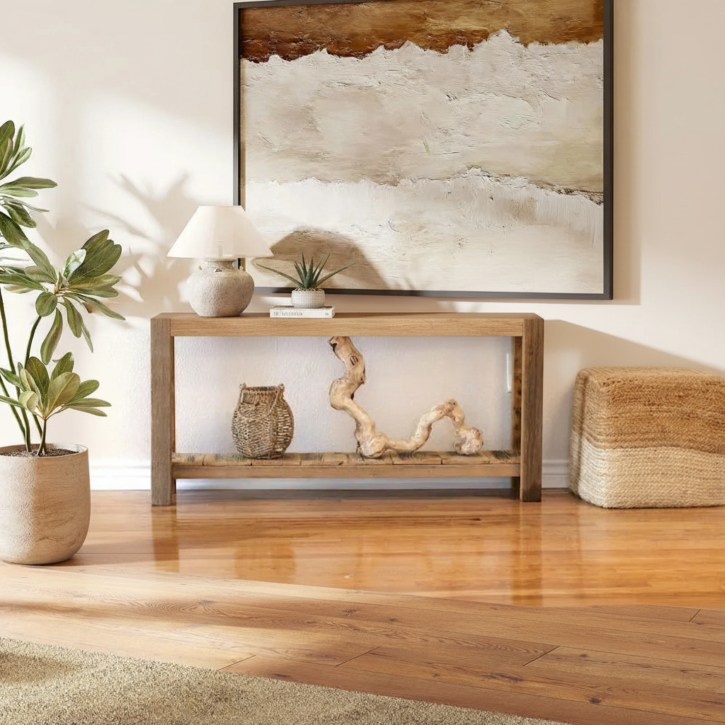 Natural Console Table in Living Room Scene
